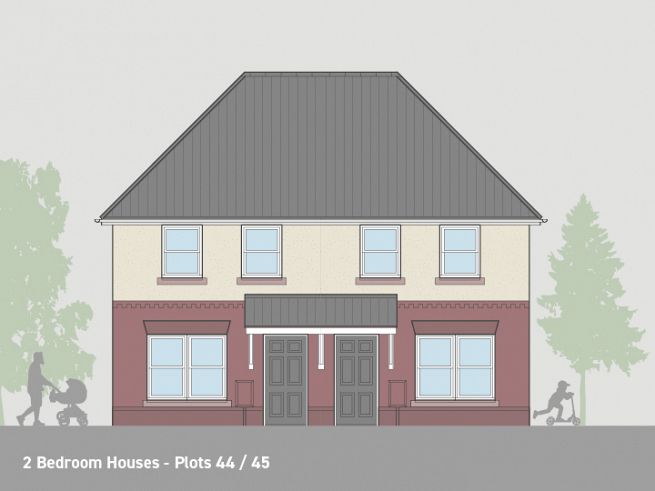 2 bedroom houses, plots 44 and 45 - artist's impression, subject to change